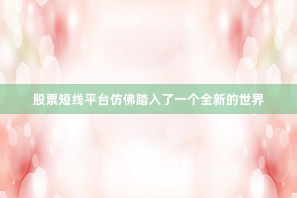 股票短线平台仿佛踏入了一个全新的世界