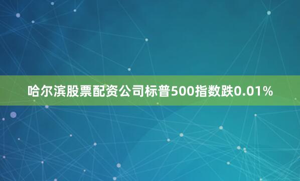哈尔滨股票配资公司标普500指数跌0.01%